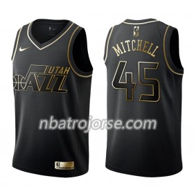 Män Utah Jazz Tröja Donovan Mitchell 45 Nike Svart Guld Edition Swingman